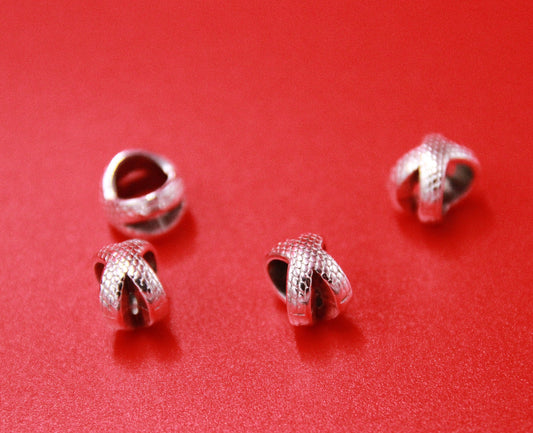 RS0191>>MADE in EUROPE 4 zamak silver slider beads, 6.5mm hole zamak sliders,  (ng1951) qty4