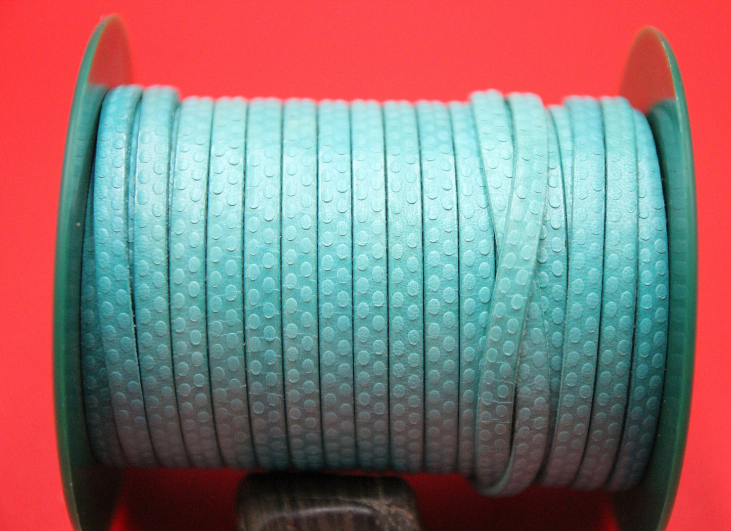 MADE in EUROPE 24'' flat 5mm engraved light turquoise leather cord, 5mm flat leather cord, 5mm embossed leather cord(MARF5TURPAST)