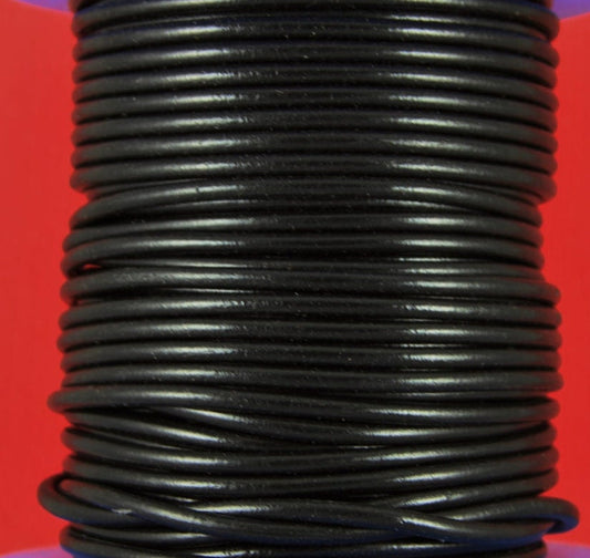 MADE IN SPAIN 2 feet (24"-60cm) black round leather cord, 5mm round leather cord, spanish leather cord (AR500/05/34)