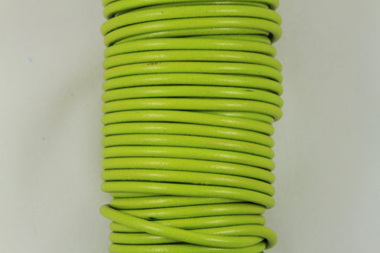 MADE IN SPAIN 1 yard round neon green leather cord, neon  green 4mm leather cord (4neongr)
