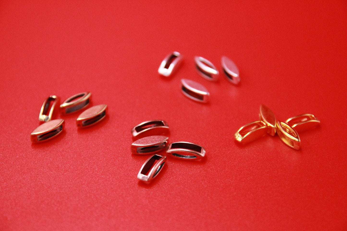 FS0052>>MADE in EUROPE 4 zamak slider bars, 10mm flat cord slider bars, 10mm leather cord simple sliders, zamak sliders Qty4