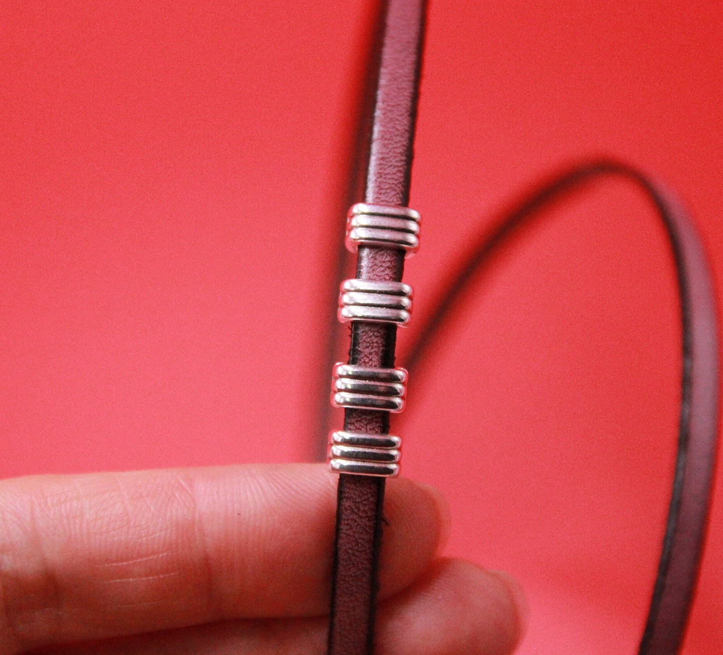 FS0522>>MADE in EUROPE 4 zamak sliders for 5mm cord, flat cord slider, zamak bar slider qty4