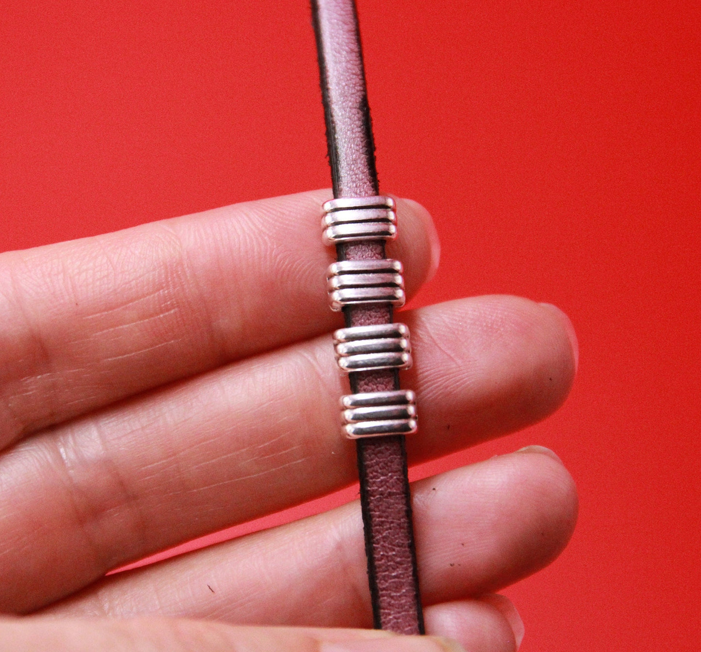 FS0522>>MADE in EUROPE 4 zamak sliders for 5mm cord, flat cord slider, zamak bar slider qty4