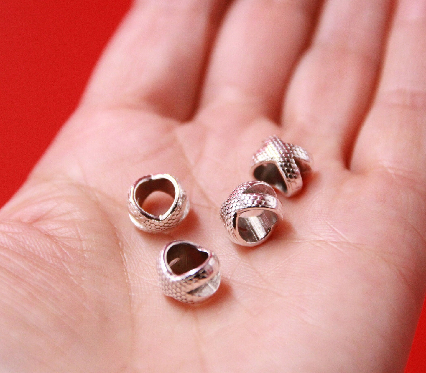 RS0191>>MADE in EUROPE 4 zamak silver slider beads, 6.5mm hole zamak sliders,  (ng1951) qty4