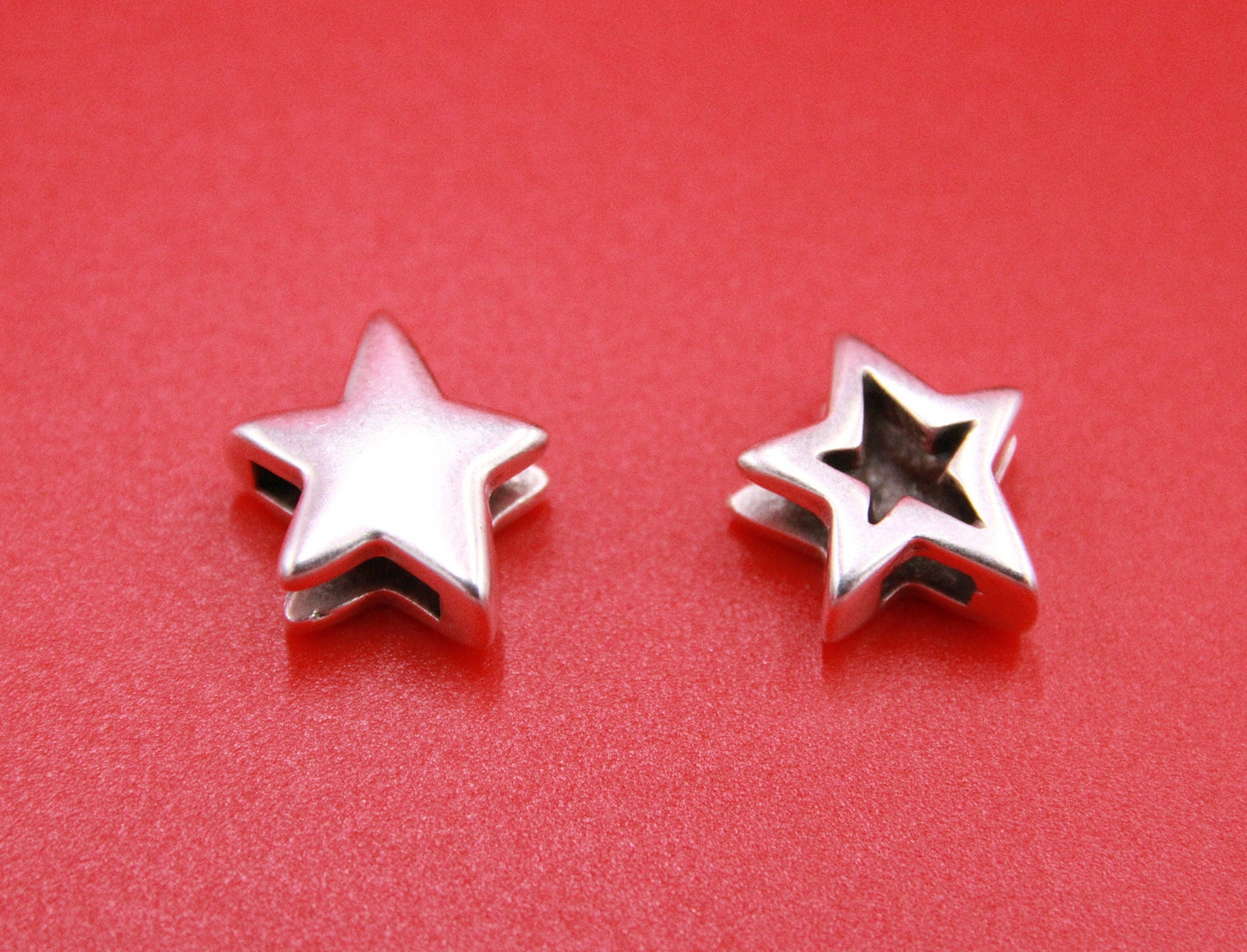 FS0526>>MADE in EUROPE zamak star sliders, 10mm flat cord star slider, 10mm leather cord slider, Qty2