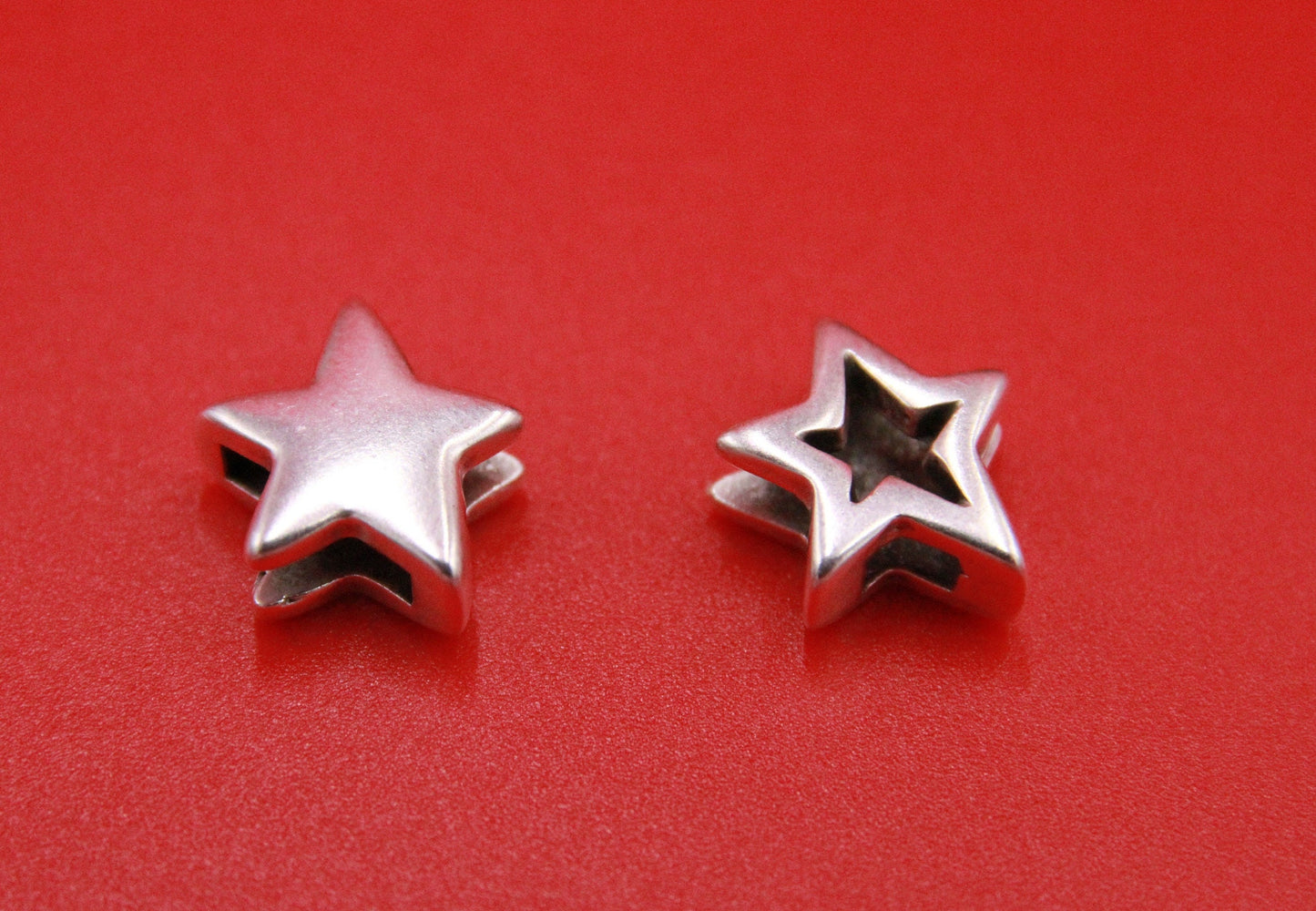 FS0526>>MADE in EUROPE zamak star sliders, 10mm flat cord star slider, 10mm leather cord slider, Qty2