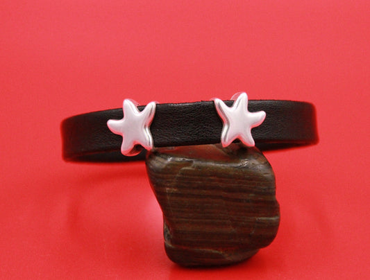 FS0527>>MADE in EUROPE zamak star sliders, 10mm flat cord star slider, 10mm leather cord slider, Qty2