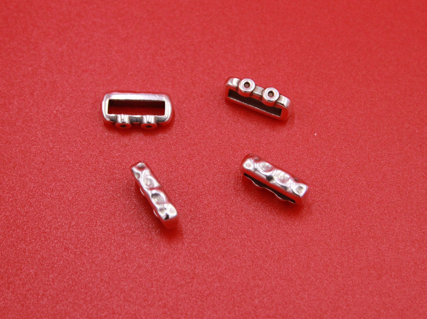 FS0531>>MADE in EUROPE 4 crimpable slider bars, 10mm flat cord crimp sliders, 10mm leather cord  sliders, Qty4