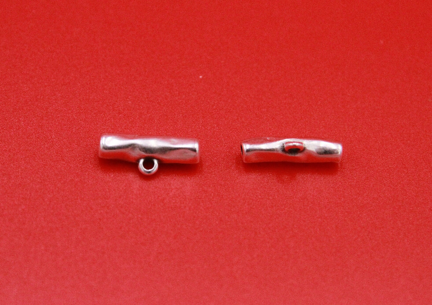 RS0164>> MADE IN EUROPE hammered zamak 2 slider tubes with charm holder ring, 2mm irregular slider with charm hanger Qty2