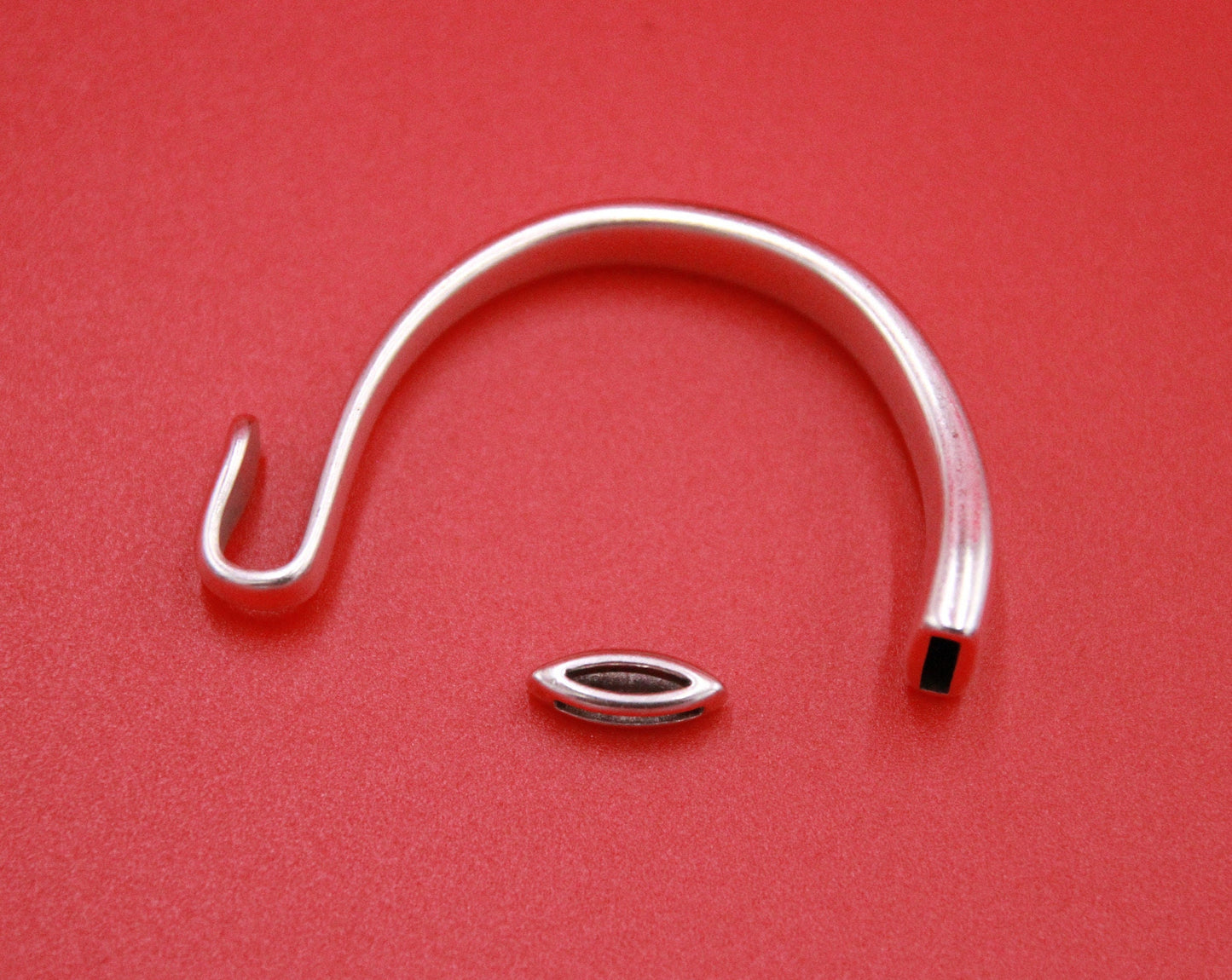 B0099>>MADE in EUROPE zamak half bracelet ,  flat cord half bracelet with slider, silver half bracelet, qty1