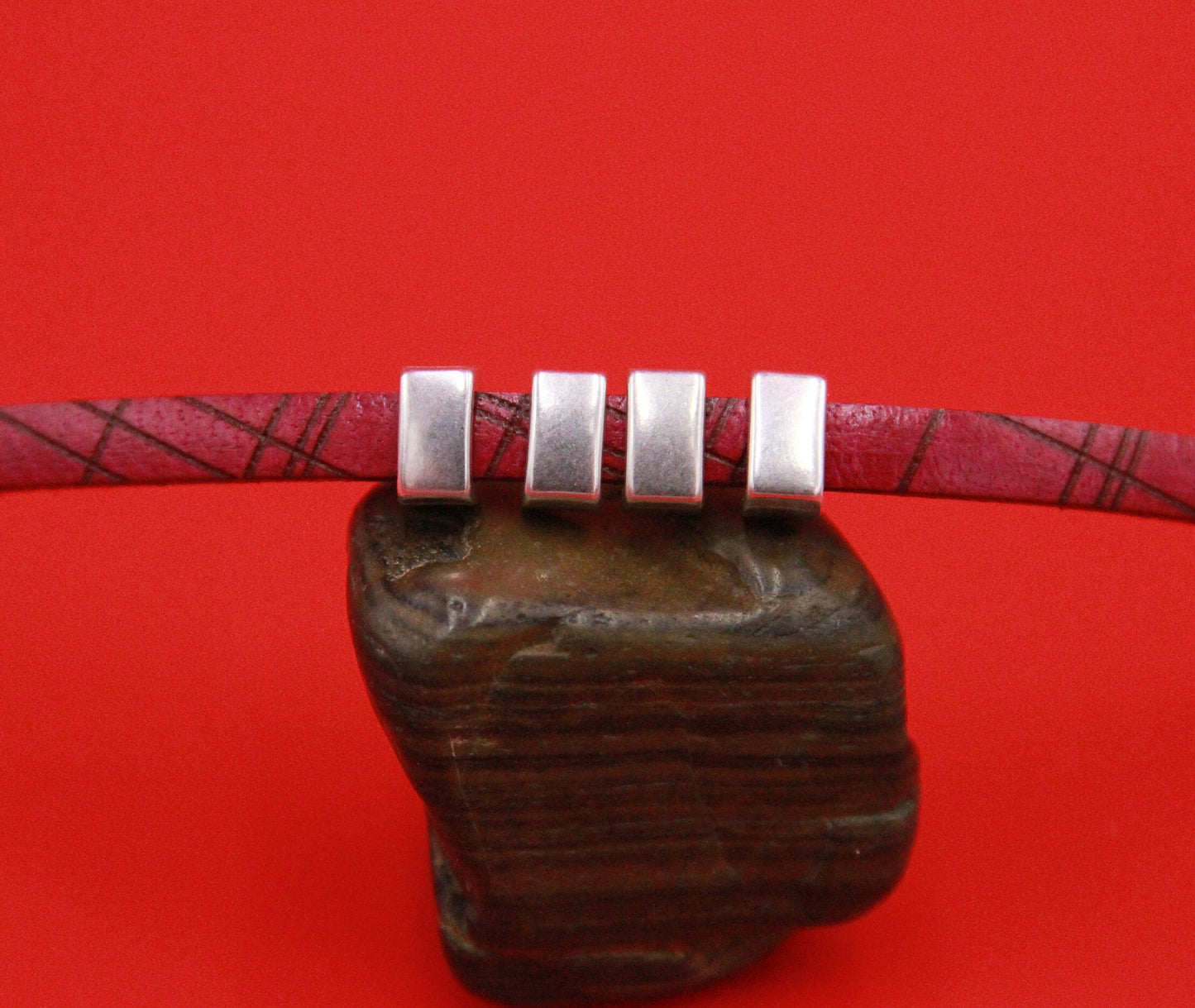FS0536>>MADE in EUROPE 4 zamak sliders for 5mm cord, flat cord slider, zamak bar slider qty4