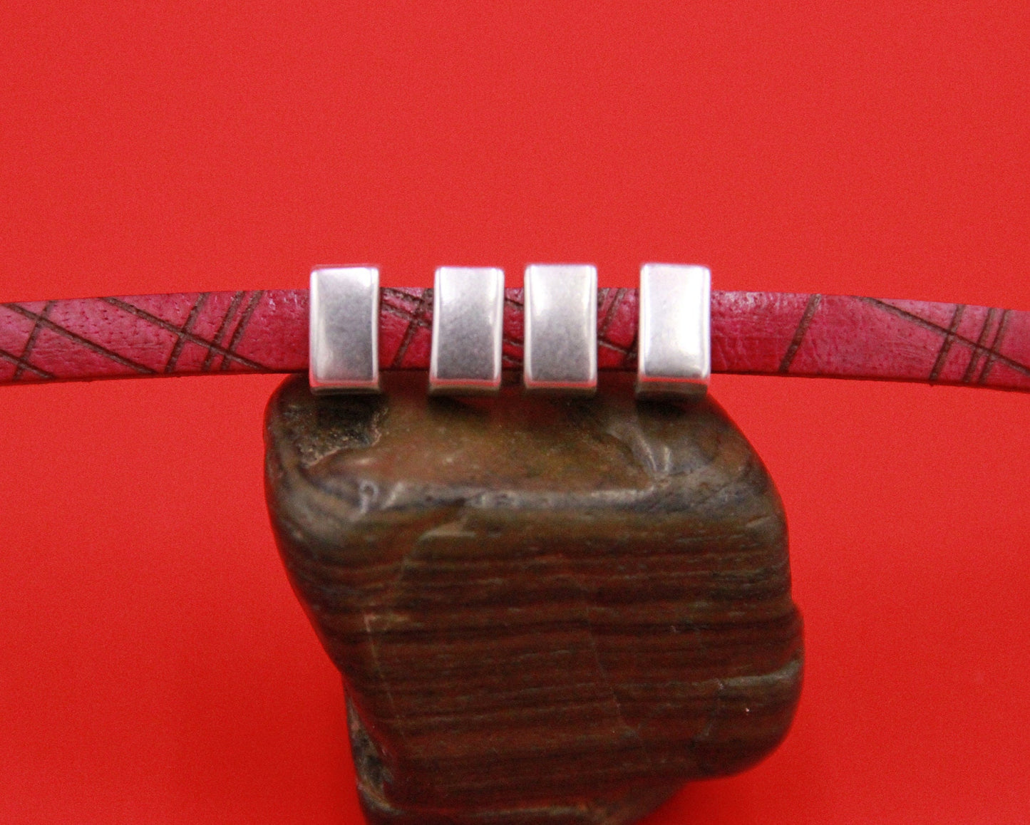 FS0536>>MADE in EUROPE 4 zamak sliders for 5mm cord, flat cord slider, zamak bar slider qty4