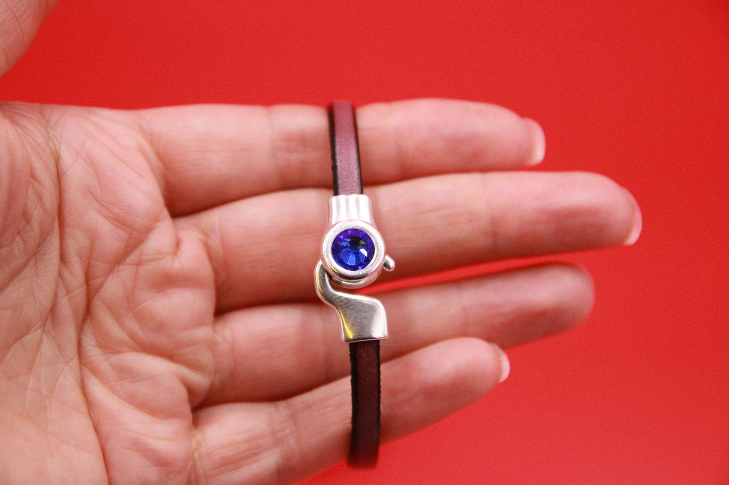 FC0378>> MADE in EU 5mm flat hook clasp with Swarovski crystal, 5mm flat cord clasp (NG2334)