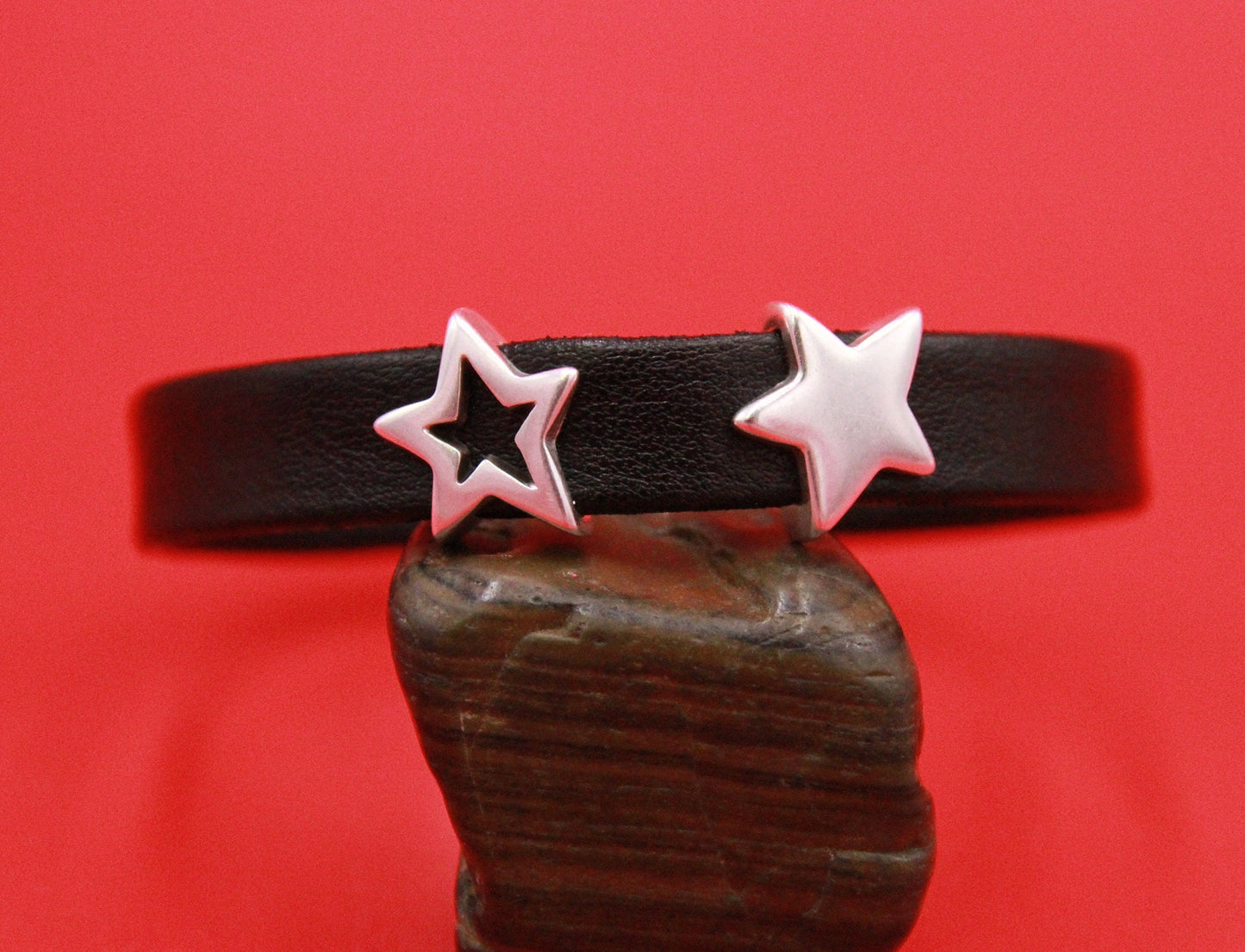 FS0526>>MADE in EUROPE zamak star sliders, 10mm flat cord star slider, 10mm leather cord slider, Qty2