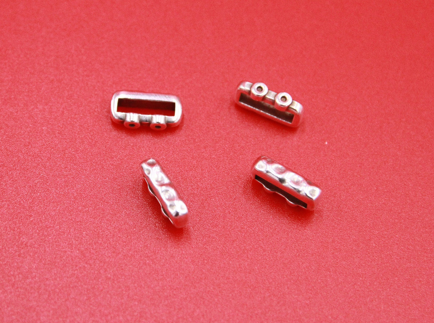 FS0531>>MADE in EUROPE 4 crimpable slider bars, 10mm flat cord crimp sliders, 10mm leather cord  sliders, Qty4
