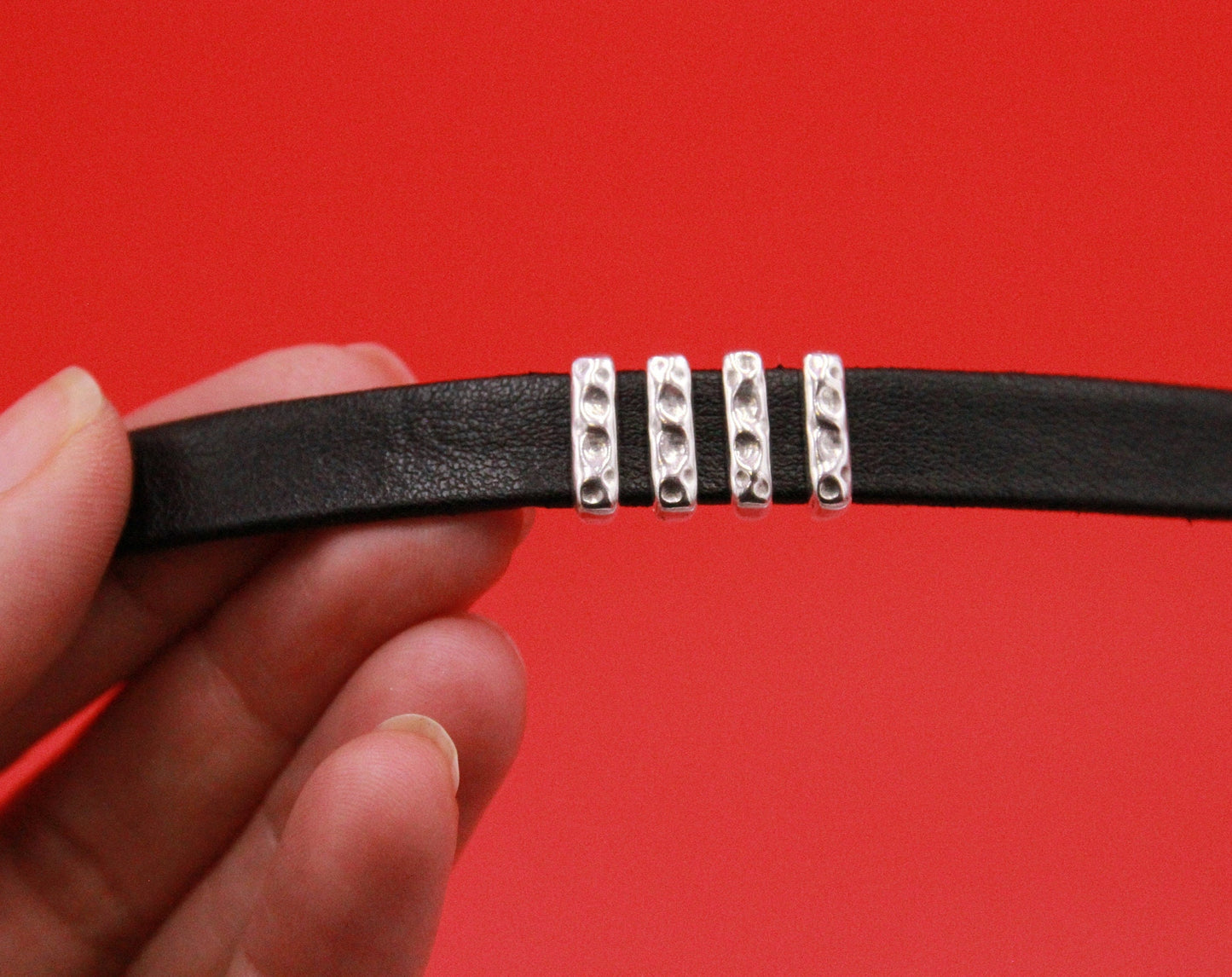 FS0531>>MADE in EUROPE 4 crimpable slider bars, 10mm flat cord crimp sliders, 10mm leather cord  sliders, Qty4