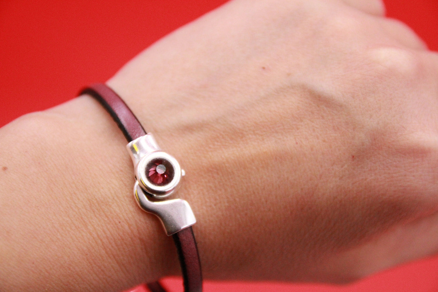 FC0378>> MADE in EU 5mm flat hook clasp with Swarovski crystal, 5mm flat cord clasp (NG2334)