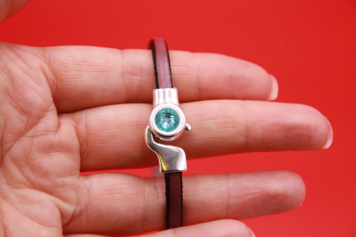 FC0378>> MADE in EU 5mm flat hook clasp with Swarovski crystal, 5mm flat cord clasp (NG2334)