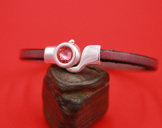 FC0378>> MADE in EU 5mm flat hook clasp with Swarovski crystal, 5mm flat cord clasp (NG2334)