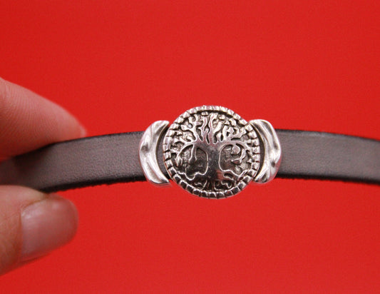 FS0540>> MADE IN EUROPE 2 life tree sliders, 10mm flat cord sliders, life tree sliders for 10mm leather cord Qty2