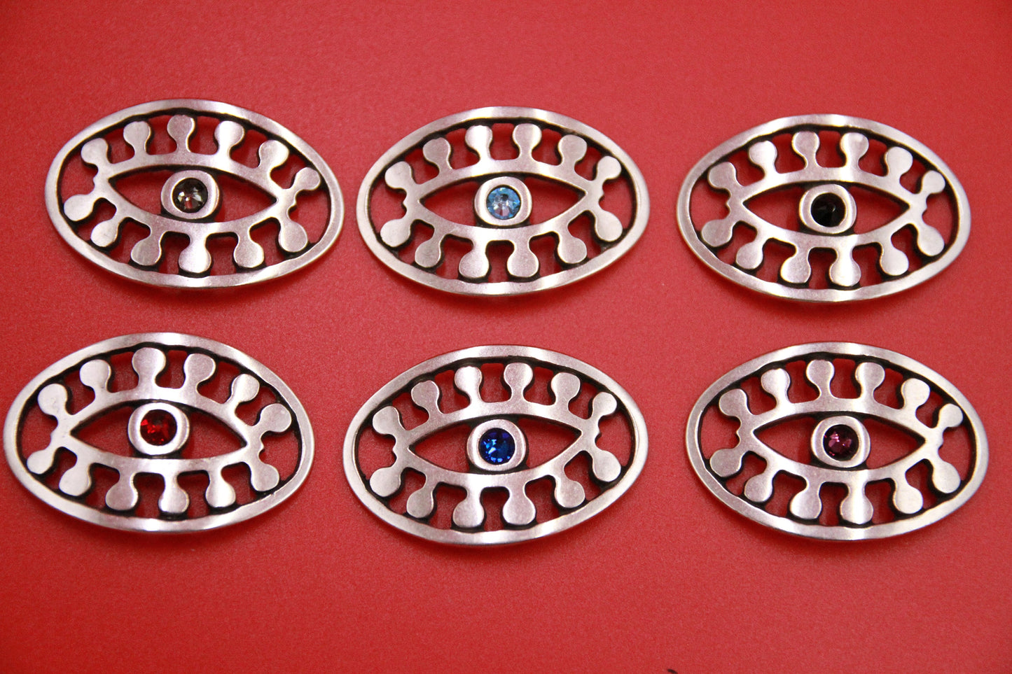 C0159>> MADE in EUROPE zamak Evil eye connector with SWAROVSKI flatback crystal cabochon, bracelet Evil eye connector, qty 1
