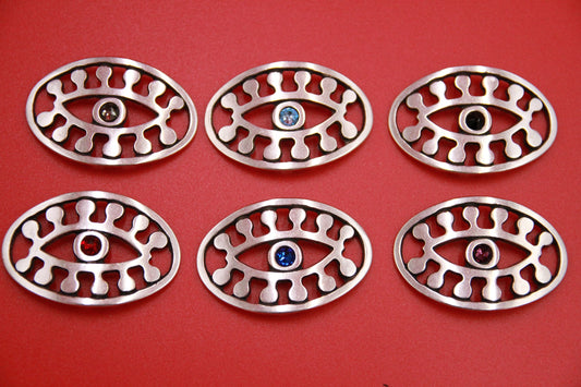 C0159>> MADE in EUROPE zamak Evil eye connector with SWAROVSKI flatback crystal cabochon, bracelet Evil eye connector, qty 1