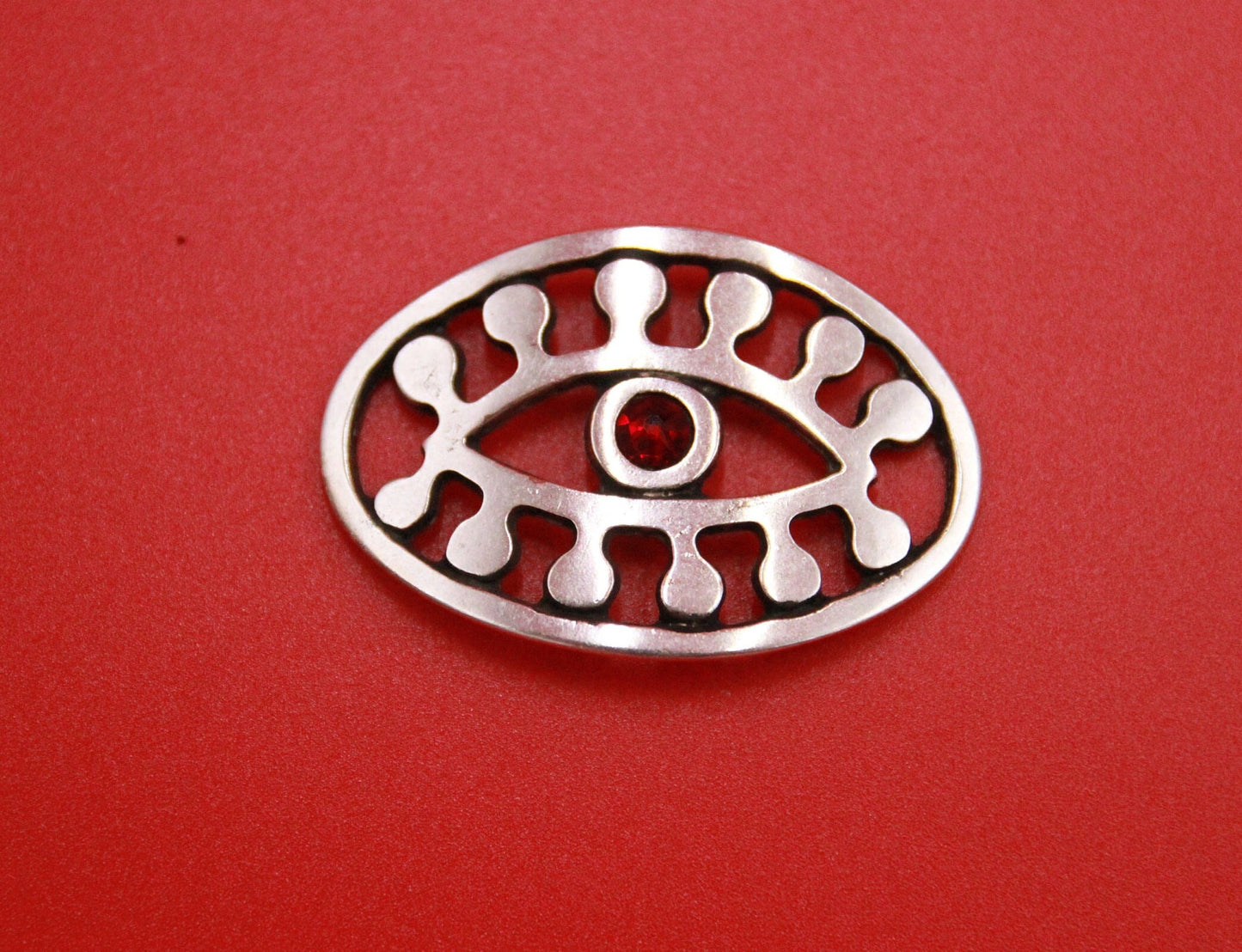 C0159>> MADE in EUROPE zamak Evil eye connector with SWAROVSKI flatback crystal cabochon, bracelet Evil eye connector, qty 1
