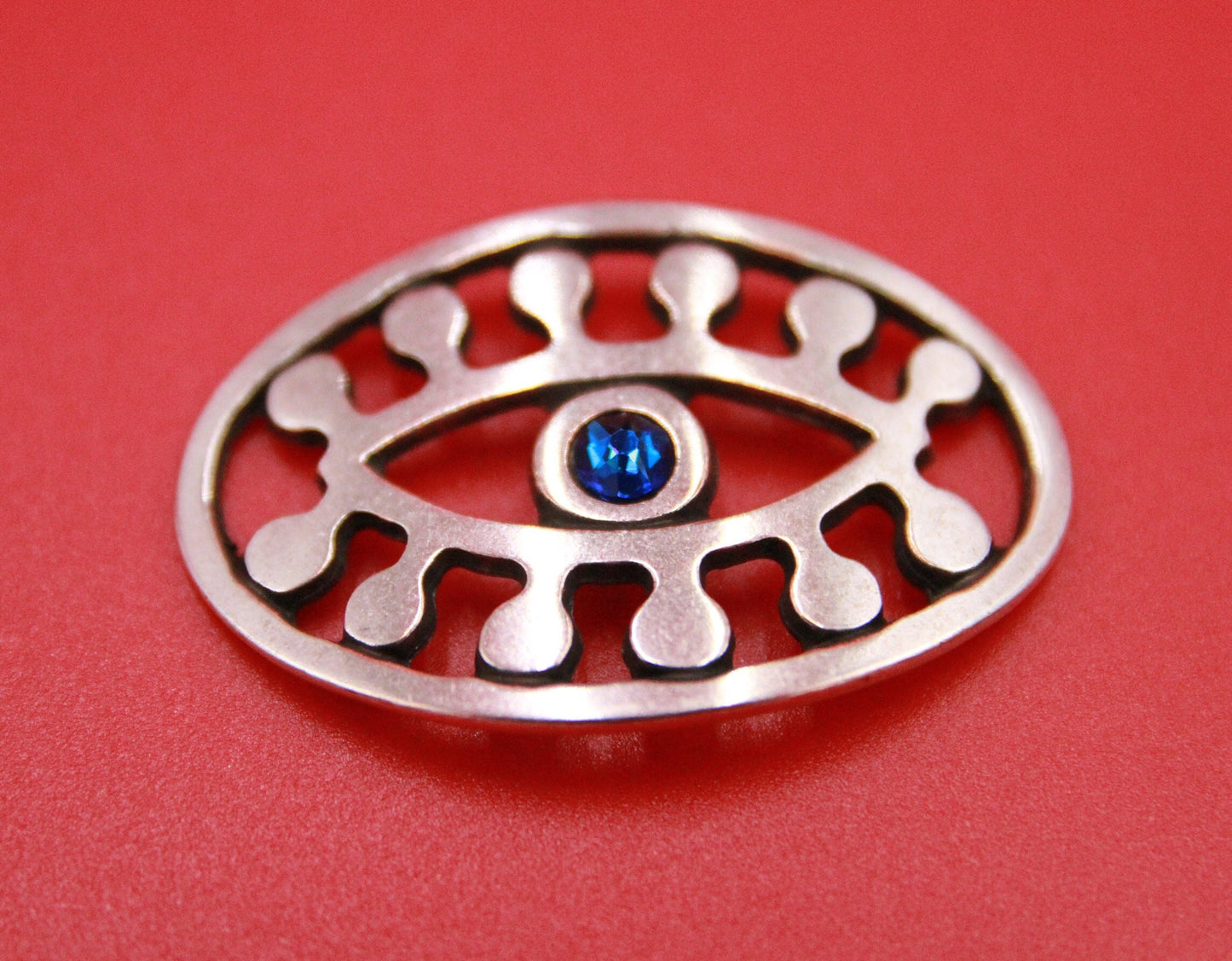 C0159>> MADE in EUROPE zamak Evil eye connector with SWAROVSKI flatback crystal cabochon, bracelet Evil eye connector, qty 1