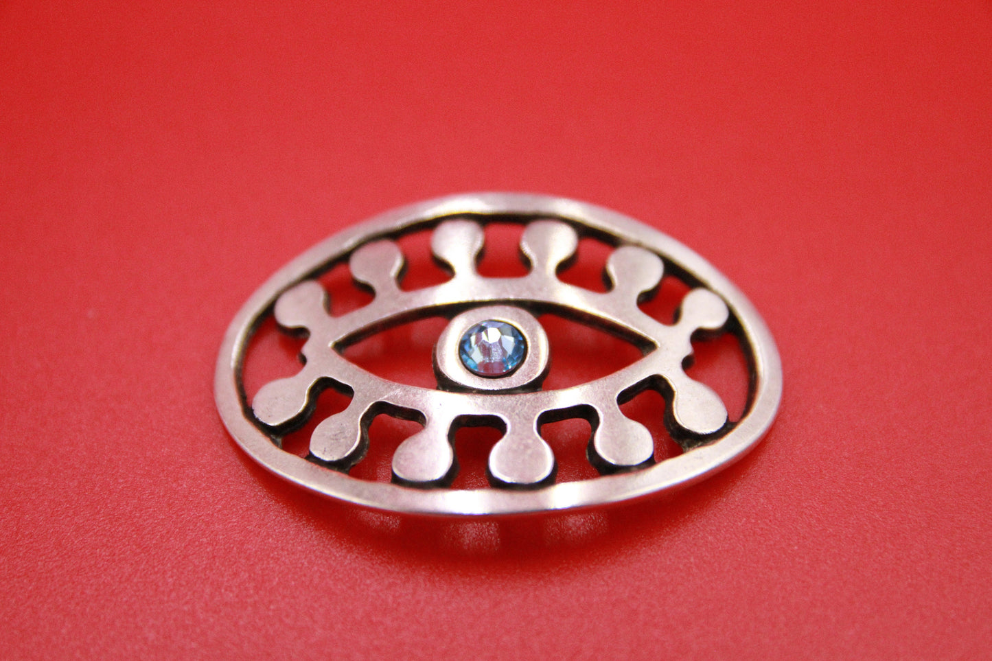 C0159>> MADE in EUROPE zamak Evil eye connector with SWAROVSKI flatback crystal cabochon, bracelet Evil eye connector, qty 1