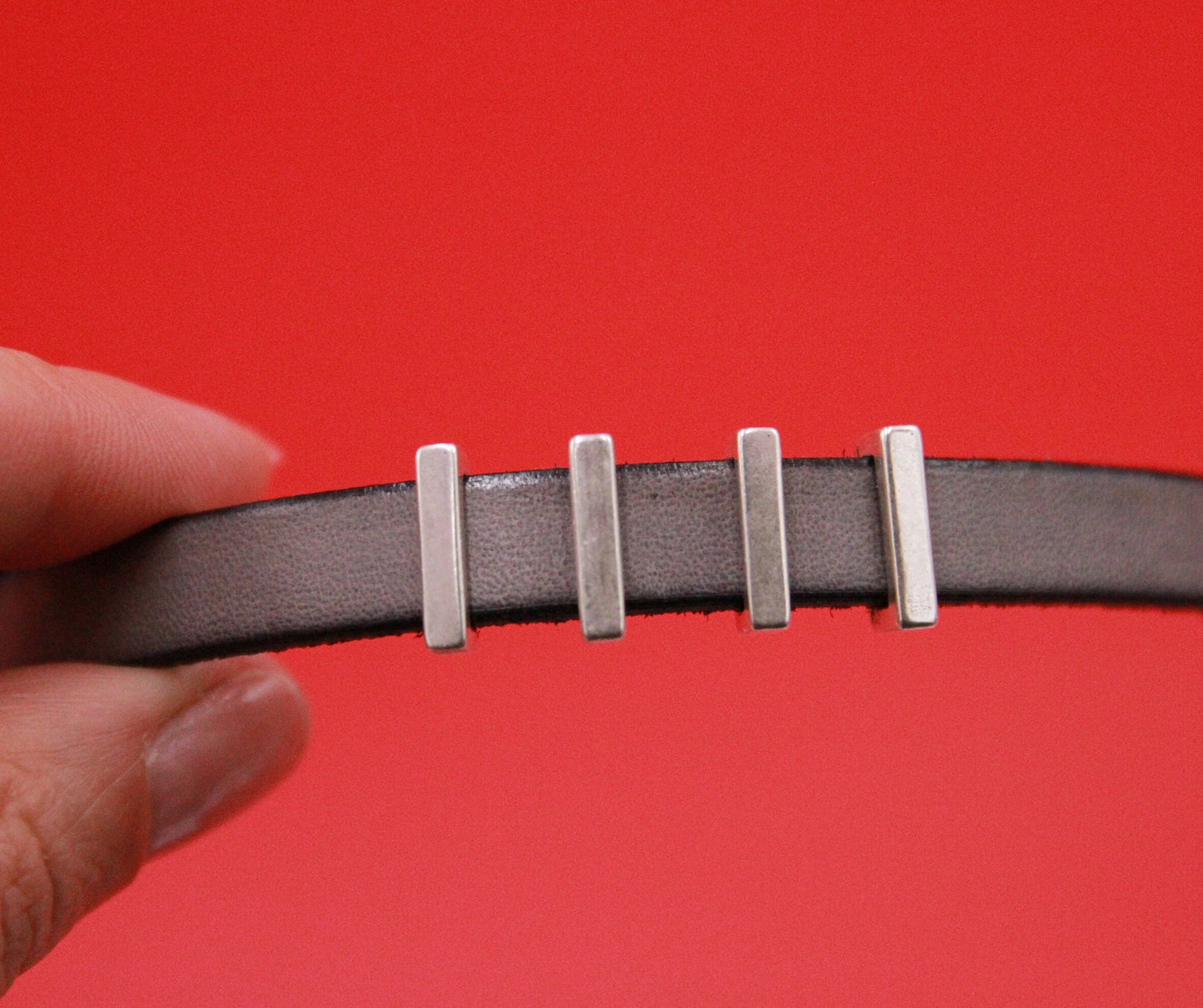 FS0418>>MADE in EUROPE 4 zamak slider bars, 10mm flat cord sliders, 10mm leather cord  sliders, Qty4