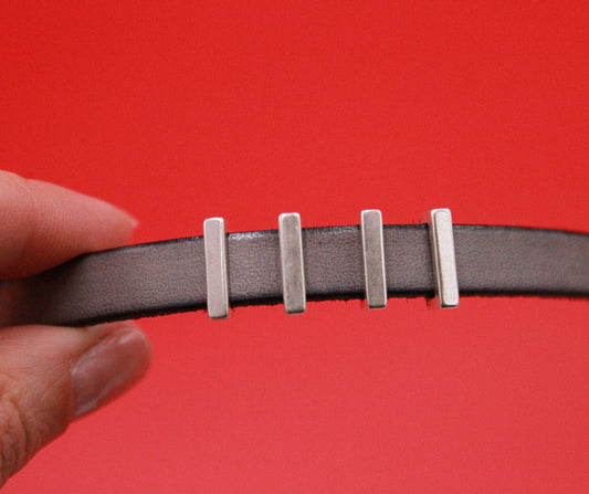 FS0418>>MADE in EUROPE 4 zamak slider bars, 10mm flat cord sliders, 10mm leather cord  sliders, Qty4