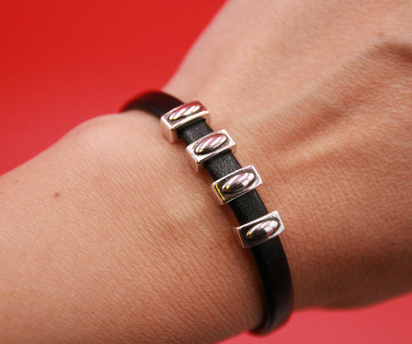 FS0542>>MADE in EUROPE 4 slider bars, 10mm and 6mm flat cord sliders, Qty4