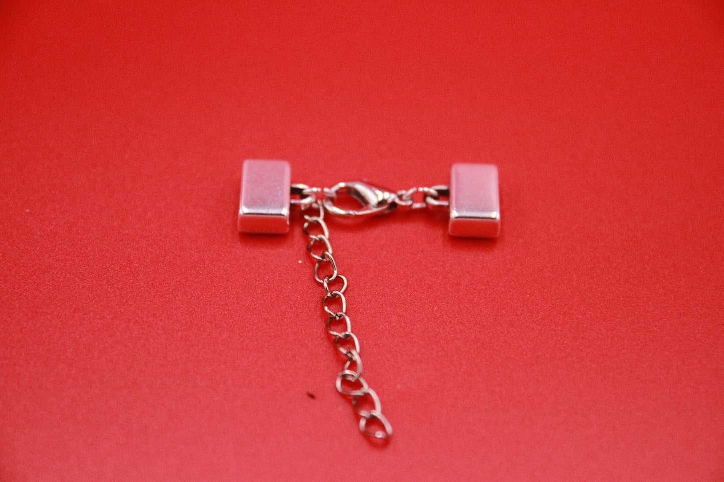 FC0383>>MADE in EUROPE zamak flat clasp with extension chain, 10mm flat cord zamak clasp with lobster hook , Qty1