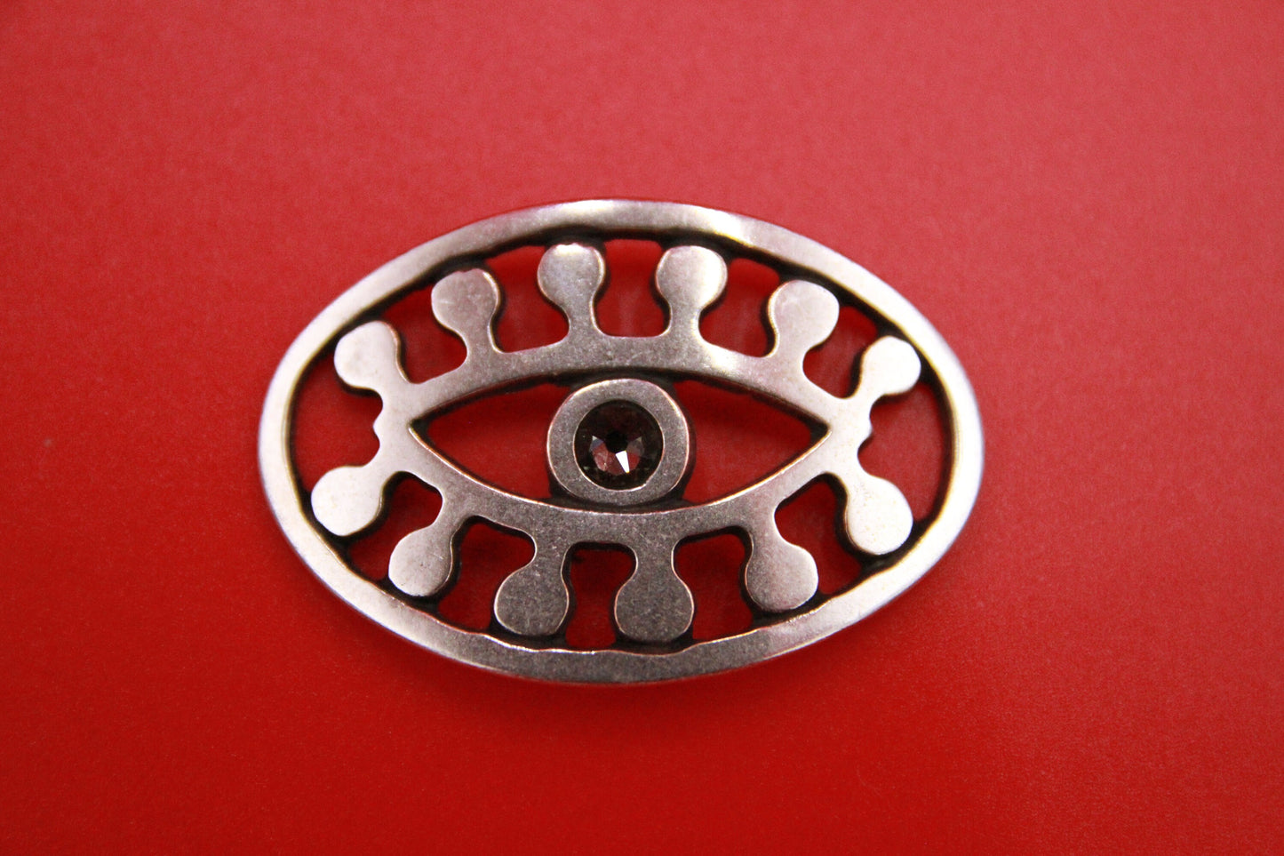 C0159>> MADE in EUROPE zamak Evil eye connector with SWAROVSKI flatback crystal cabochon, bracelet Evil eye connector, qty 1