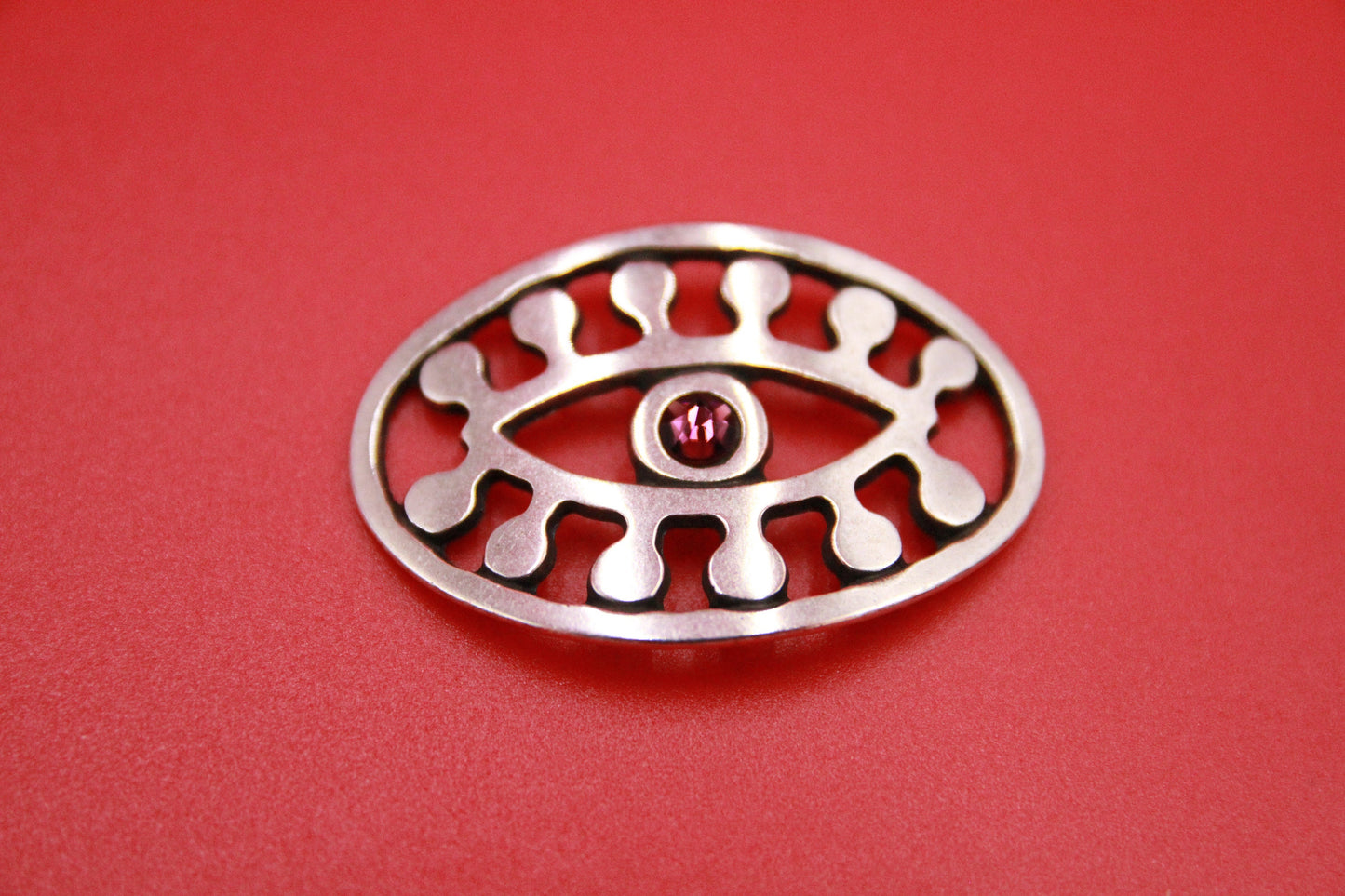 C0159>> MADE in EUROPE zamak Evil eye connector with SWAROVSKI flatback crystal cabochon, bracelet Evil eye connector, qty 1