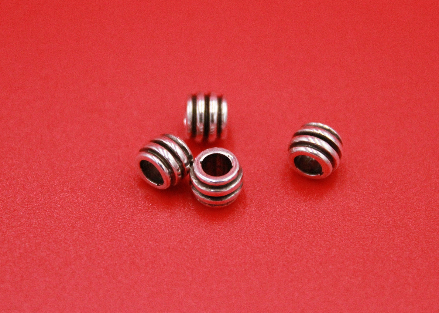 RS0165>>MADE in EUROPE 4 zamak beads, zamak round cord sliders, 4mm cord sliders, 4mm round cord slider beads, Qty4