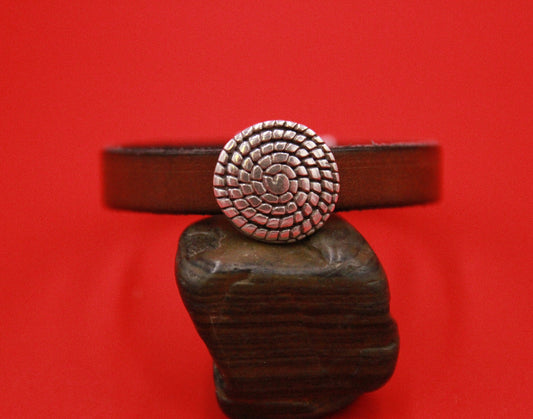 FS0545>>MADE in EUROPE 2 zamak round sliders, 10mm flat cord slider, 10mm leather cord engraved slider, (Qty2)