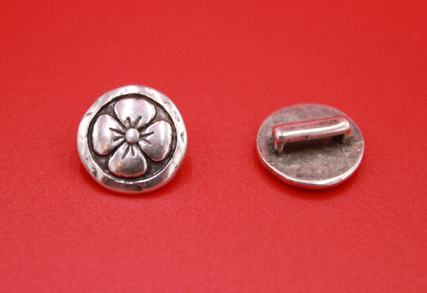 FS0546>>MADE in EUROPE 2 zamak round sliders, 10mm flat cord slider, 10mm leather cord flower slider, (Qty2)