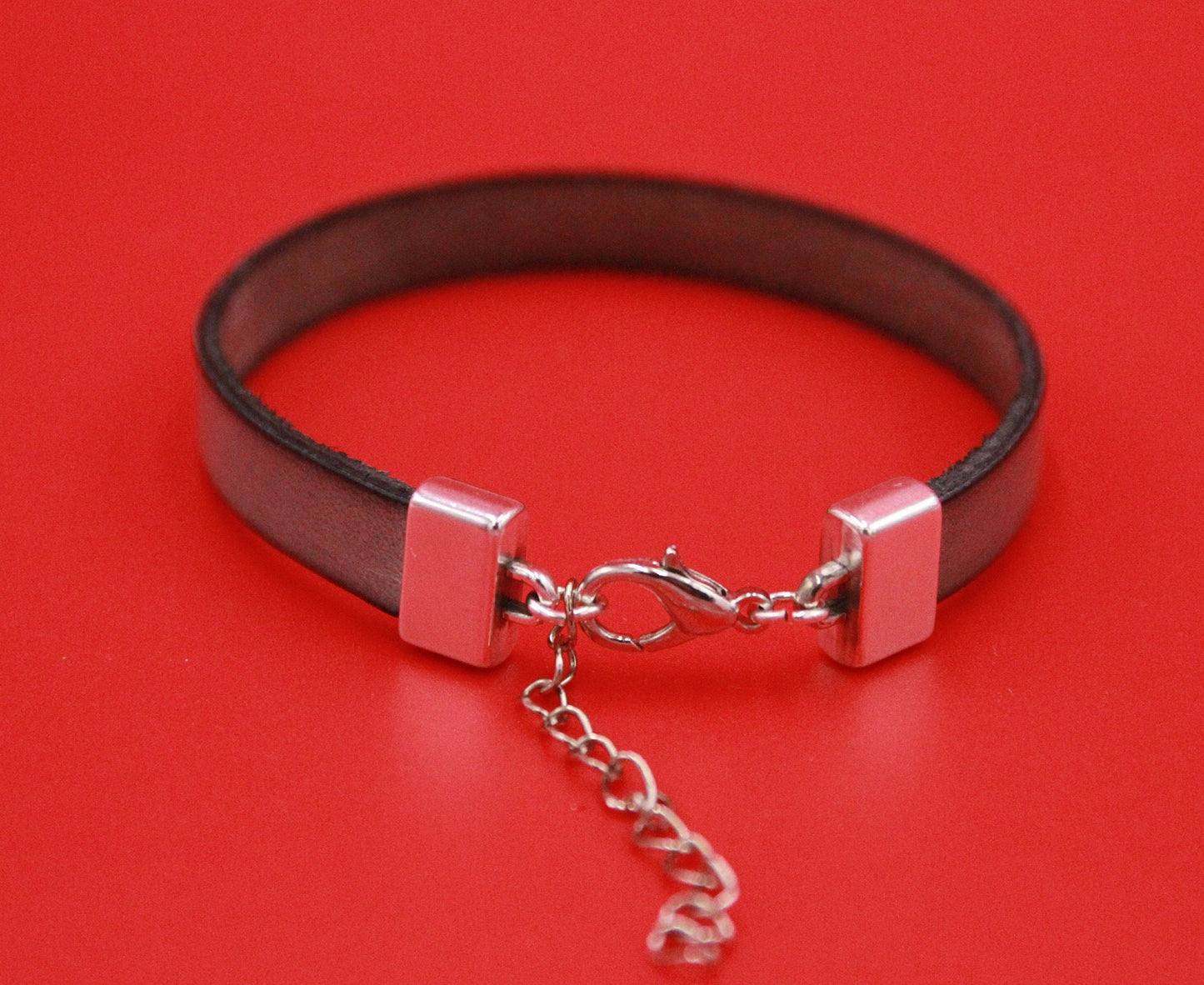 FC0383>>MADE in EUROPE zamak flat clasp with extension chain, 10mm flat cord zamak clasp with lobster hook , Qty1