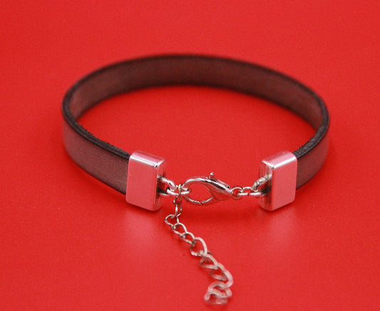 FC0383>>MADE in EUROPE zamak flat clasp with extension chain, 10mm flat cord zamak clasp with lobster hook , Qty1