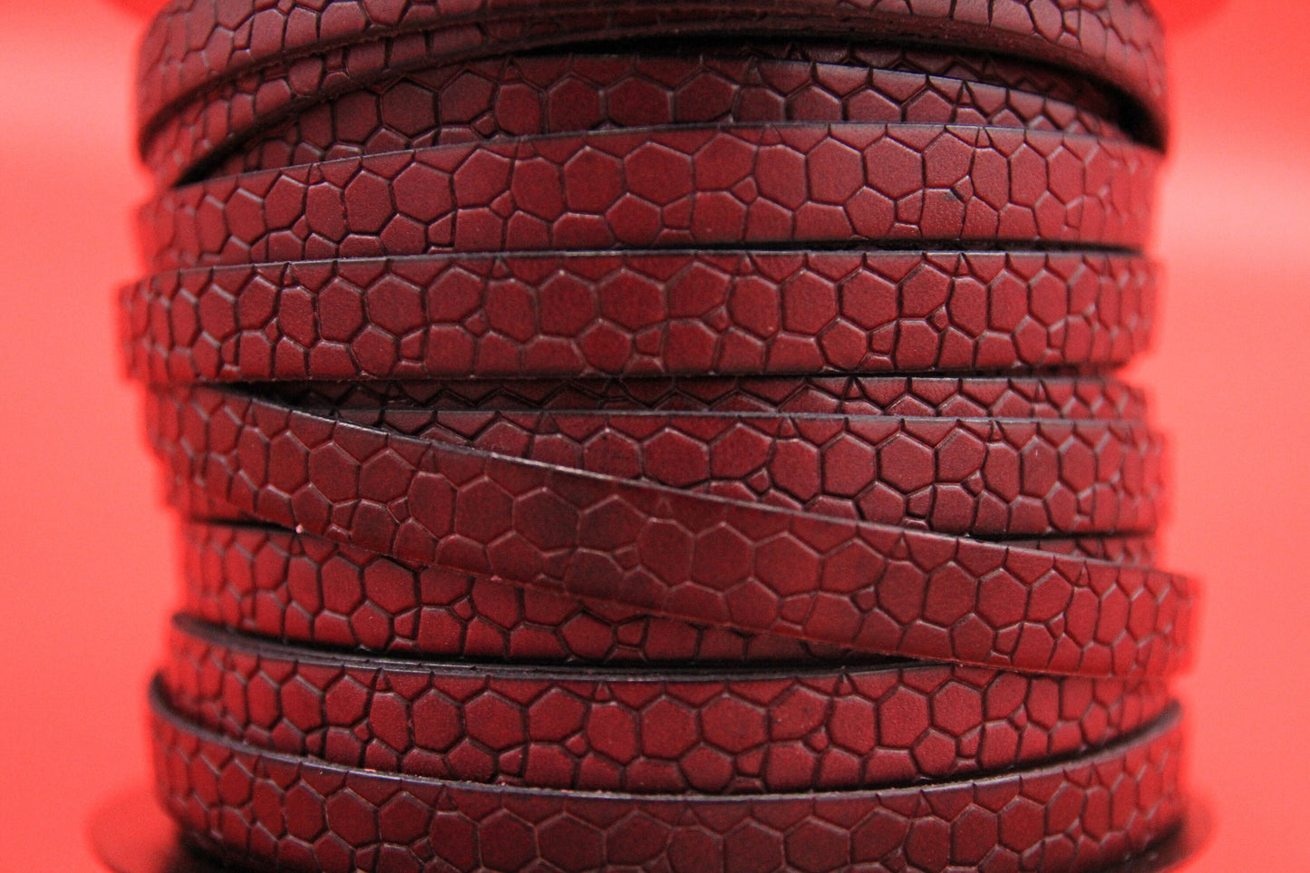 MADE in EUROPE 24" flat leather cord, 10mm leather cord, crocodile skin design embossed leather cord (AR250/10/CIR)