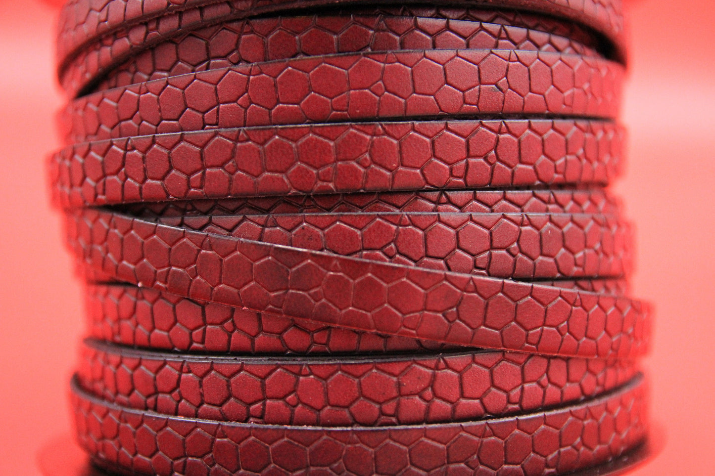 MADE in EUROPE 24" flat leather cord, 10mm leather cord, crocodile skin design embossed leather cord (AR250/10/CIR)