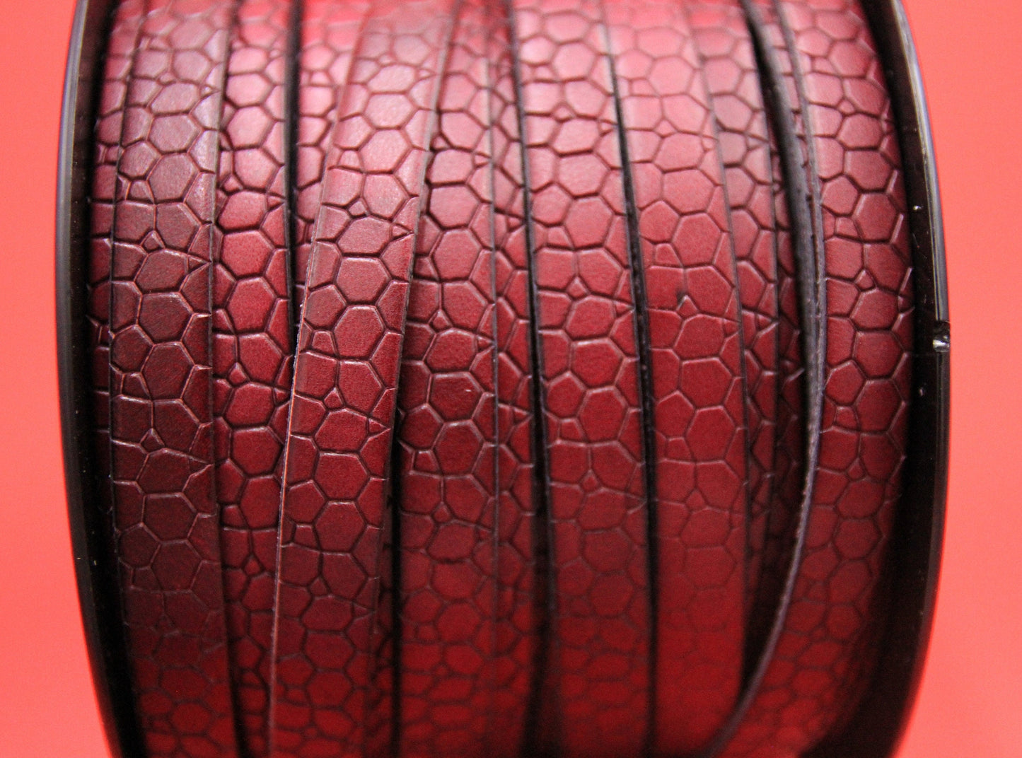MADE in EUROPE 24" flat leather cord, 10mm leather cord, crocodile skin design embossed leather cord (AR250/10/CIR)