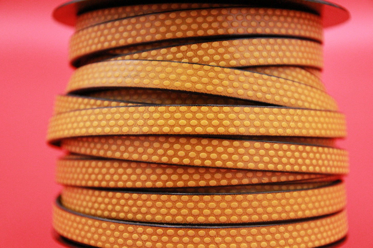 MADE in EUROPE 24" flat leather cord, embossed 10mm yellow leather cord, engraved leather cord (AR110/10/31)