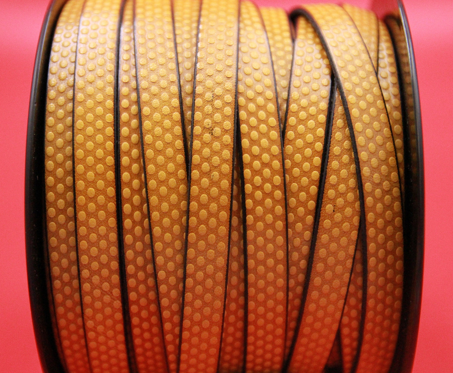 MADE in EUROPE 24" flat leather cord, embossed 10mm yellow leather cord, engraved leather cord (AR110/10/31)