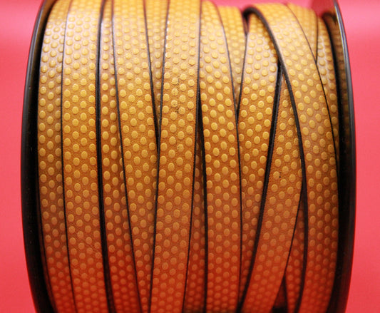 MADE in EUROPE 24" flat leather cord, embossed 10mm yellow leather cord, engraved leather cord (AR110/10/31)