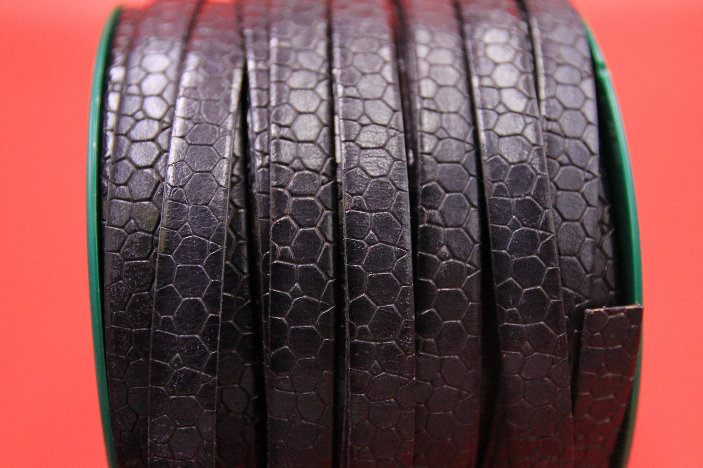 MADE in EUROPE 24" flat leather cord, 10mm leather cord, crocodile skin design embossed leather cord (AR250/10/33)