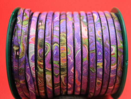 MADE in EUROPE 24'' multi color leather cord, 5mm flat leather cord, 5mm flat leather cord (MARF5OCLILAC)
