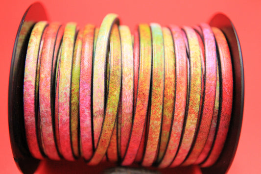 MADE in EUROPE 24'' multi color leather cord, 5mm flat leather cord, 5mm flat leather cord (MARF5MARpink)