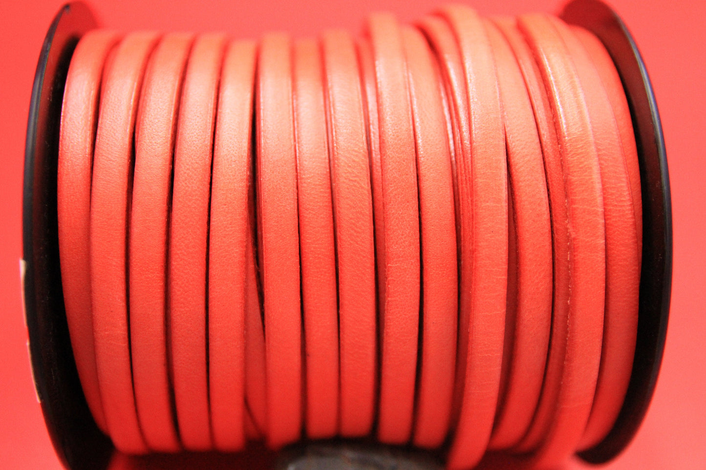 MADE in EUROPE 1 yard of 5mm flat leather cord,coral leather cord 5mm, flat coral 5mm leather cord (MARF5COR)